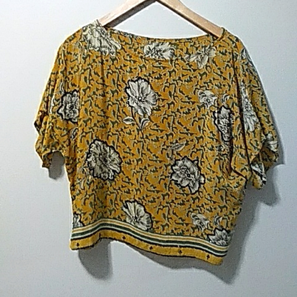 Silk Wabi Sabi Yellow Foral Top